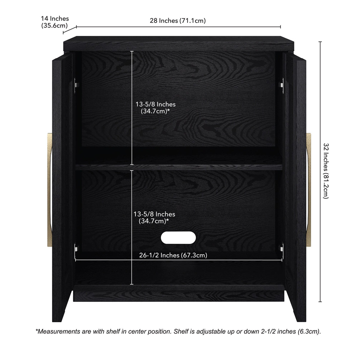 Hailey Home Tillman Black Grain 2-Shelf Office Cabinet