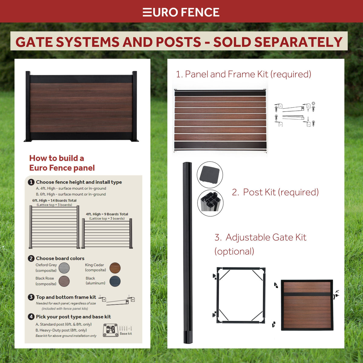 Infinity Euro 4-ft H x 6-ft W Black Rose Privacy Composite Fence Panel