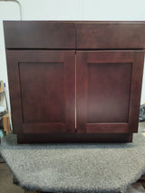 RELIABILT Parkstone 27-in W x 34.5-in H x 24-in D Espresso 1-Drawer Base Fully Assembled Plywood Cabinet (Flat Panel Shaker Style)