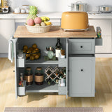 Bybafun Gray Mdf Base with Wood Top Rolling Kitchen Cart (28.7-in x 53.9-in x 36.8-in)