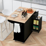 Bybafun Black Mdf Base with Wood Top Rolling Kitchen Cart (28.7-in x 53.9-in x 36.8-in)