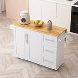 Bybafun White Mdf Base with Mdf Wood Top Rolling Kitchen Cart (29.9-in x 52-in x 35.4-in)