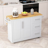 Bybafun White Mdf Base with Mdf Wood Top Rolling Kitchen Cart (29.9-in x 52-in x 35.4-in)