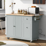 Bybafun Gray Mdf Base with Wood Top Rolling Kitchen Cart (28.7-in x 53.9-in x 36.8-in)