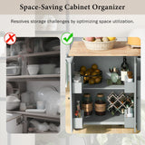Bybafun Gray Mdf Base with Wood Top Rolling Kitchen Cart (28.7-in x 53.9-in x 36.8-in)