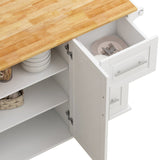 Bybafun White Mdf Base with Mdf Wood Top Rolling Kitchen Cart (29.9-in x 52-in x 35.4-in)