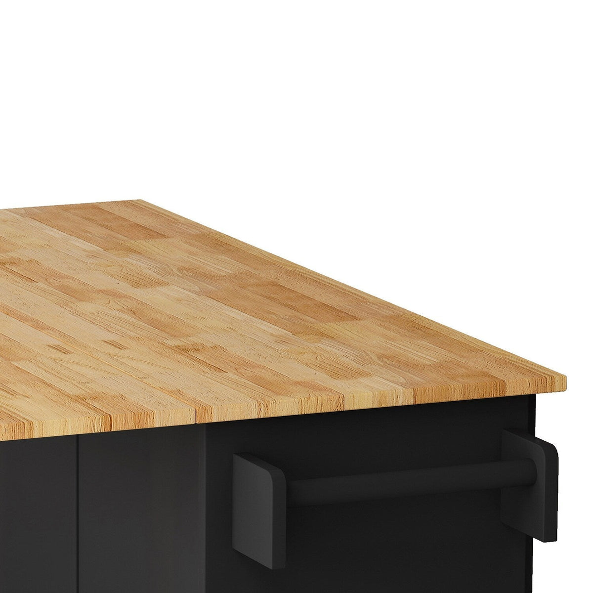 Bybafun Black Mdf Base with Mdf Wood Top Rolling Kitchen Cart (29.9-in x 52-in x 35.4-in)