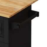 Bybafun Black Mdf Base with Mdf Wood Top Rolling Kitchen Cart (29.9-in x 52-in x 35.4-in)