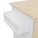 Bybafun White Mdf Base with Wood Top Rolling Kitchen Cart (28.7-in x 53.9-in x 36.8-in)