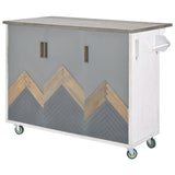 Bybafun Blue Mdf Base with Mdf Wood Top Rolling Kitchen Cart (25.7-in x 51.6-in x 36.7-in)