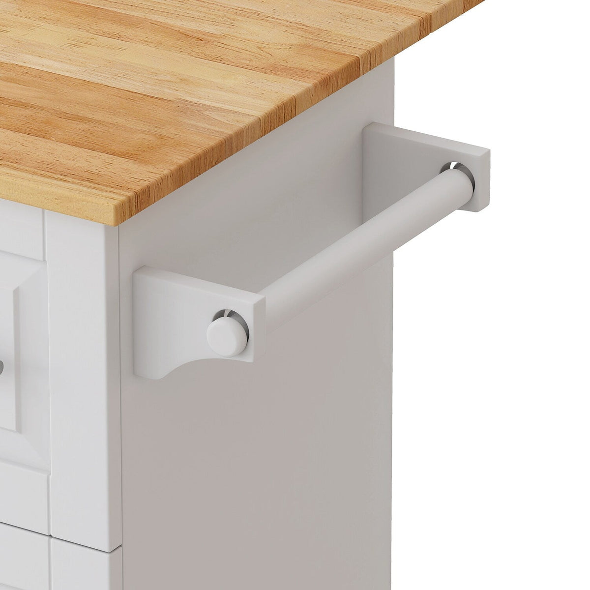 Bybafun White Mdf Base with Mdf Wood Top Rolling Kitchen Cart (29.9-in x 52-in x 35.4-in)