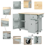 Bybafun Gray Mdf Base with Wood Top Rolling Kitchen Cart (28.7-in x 53.9-in x 36.8-in)