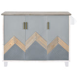 Bybafun Blue Mdf Base with Mdf Wood Top Rolling Kitchen Cart (25.7-in x 51.6-in x 36.7-in)
