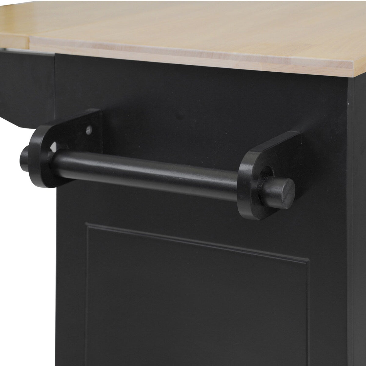 Bybafun Black Mdf Base with Wood Top Rolling Kitchen Cart (28.7-in x 53.9-in x 36.8-in)