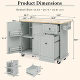 Bybafun Gray Mdf Base with Wood Top Rolling Kitchen Cart (28.7-in x 53.9-in x 36.8-in)