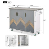 Bybafun Blue Mdf Base with Mdf Wood Top Rolling Kitchen Cart (25.7-in x 51.6-in x 36.7-in)