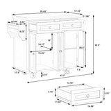 Bybafun White Mdf Base with Wood Top Rolling Kitchen Cart (17.5-in x 43.7-in x 32.5-in)
