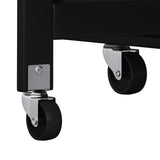Bybafun Black Mdf Base with Wood Top Rolling Kitchen Cart (29.9-in x 46.5-in x 35.8-in)