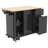 Bybafun Black Mdf Base with Wood Top Rolling Kitchen Cart (28.7-in x 53.9-in x 36.8-in)