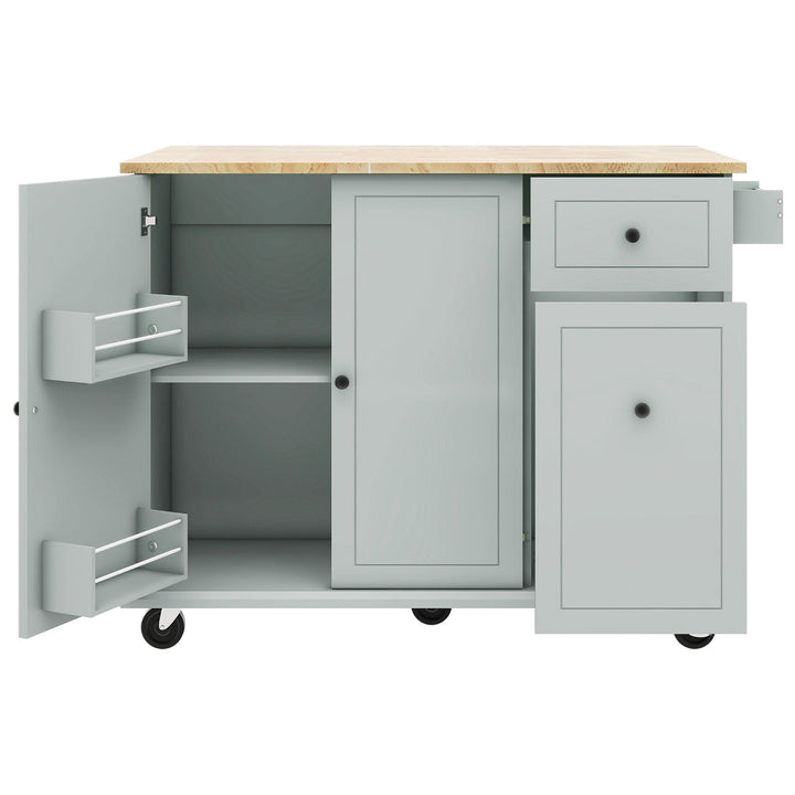 Bybafun Gray Mdf Base with Wood Top Rolling Kitchen Cart (28.7-in x 53.9-in x 36.8-in)