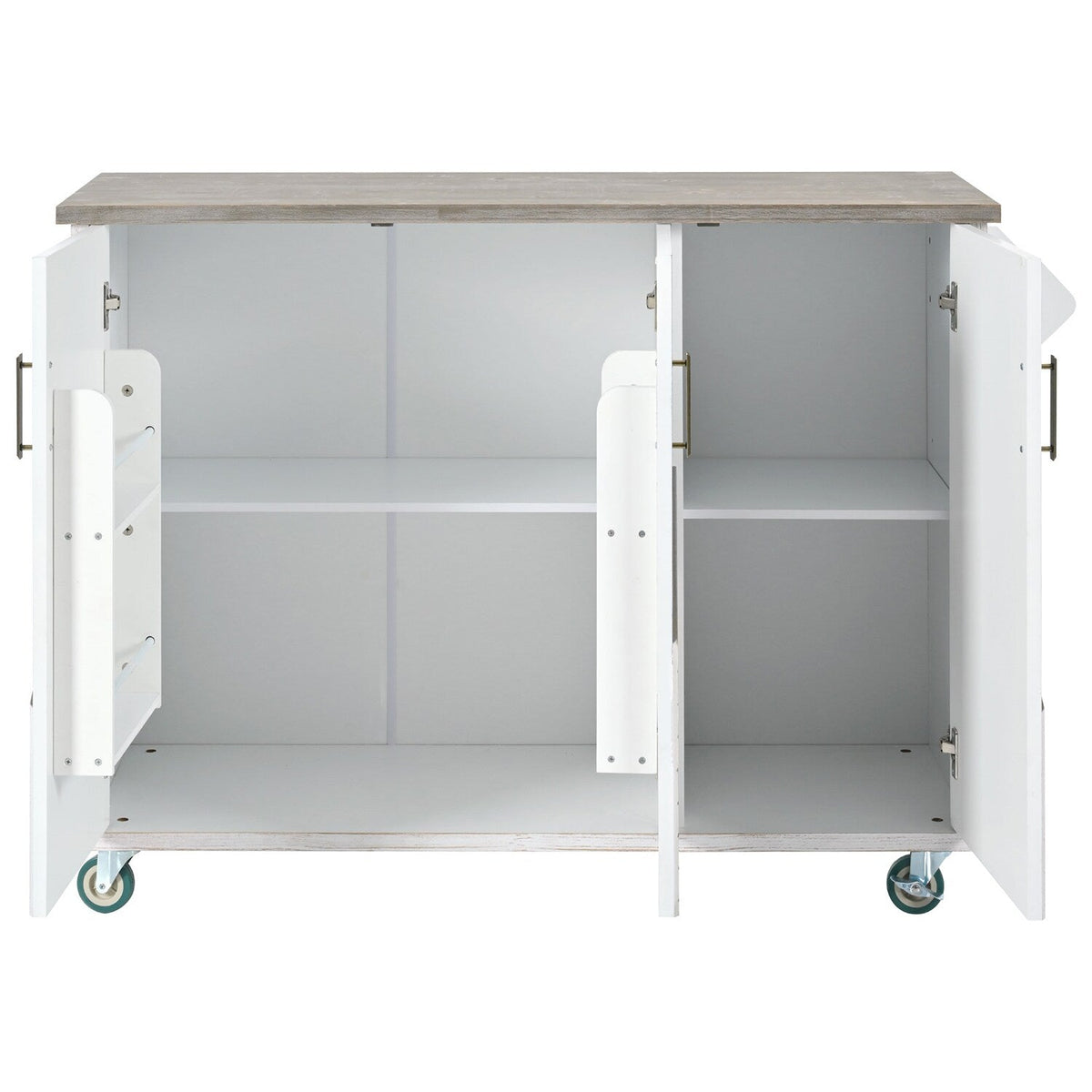 Bybafun Blue Mdf Base with Mdf Wood Top Rolling Kitchen Cart (25.7-in x 51.6-in x 36.7-in)