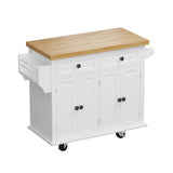 Bybafun White Mdf Base with Wood Top Rolling Kitchen Cart (17.5-in x 43.7-in x 32.5-in)