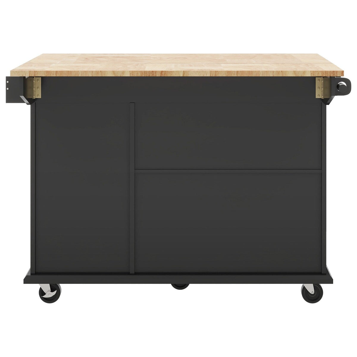 Bybafun Black Mdf Base with Wood Top Rolling Kitchen Cart (28.7-in x 53.9-in x 36.8-in)