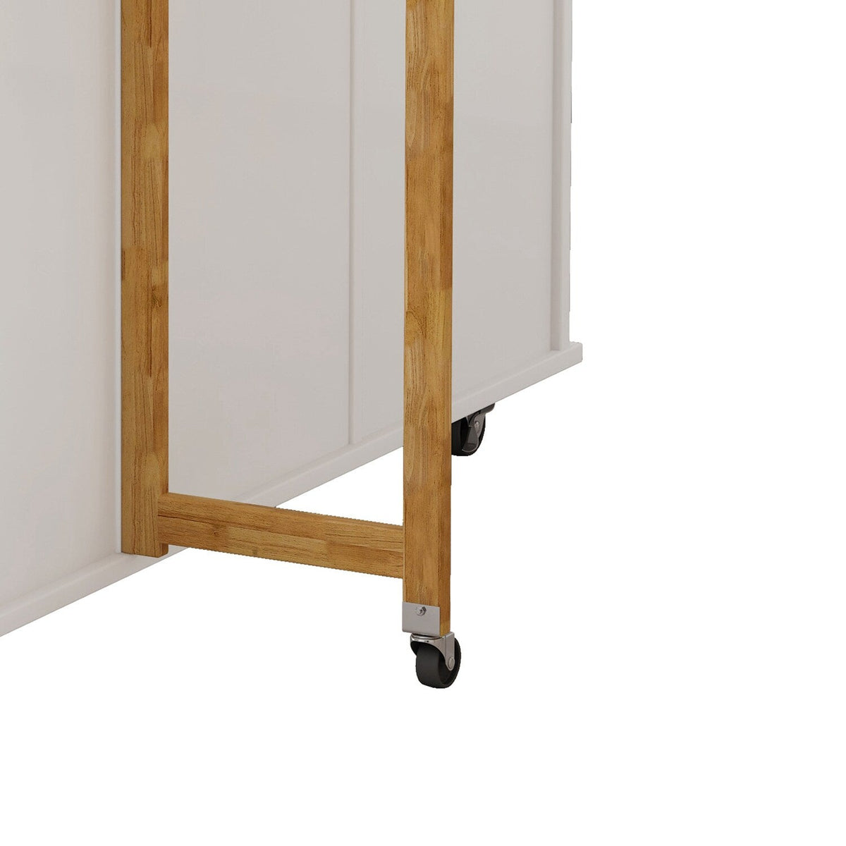 Bybafun White Mdf Base with Mdf Wood Top Rolling Kitchen Cart (29.9-in x 52-in x 35.4-in)