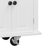 Bybafun White Mdf Base with Wood Top Rolling Kitchen Cart (17.5-in x 43.7-in x 32.5-in)