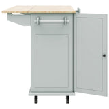 Bybafun Gray Mdf Base with Wood Top Rolling Kitchen Cart (28.7-in x 53.9-in x 36.8-in)