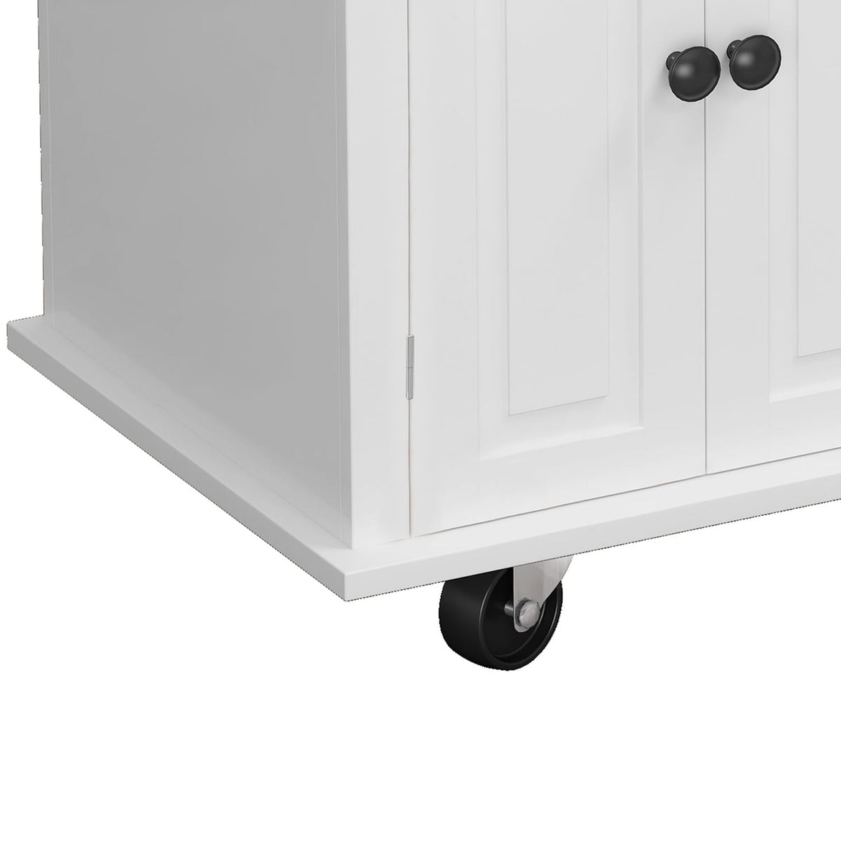 Bybafun White Mdf Base with Wood Top Rolling Kitchen Cart (17.5-in x 43.7-in x 32.5-in)