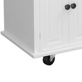 Bybafun White Mdf Base with Wood Top Rolling Kitchen Cart (17.5-in x 43.7-in x 32.5-in)