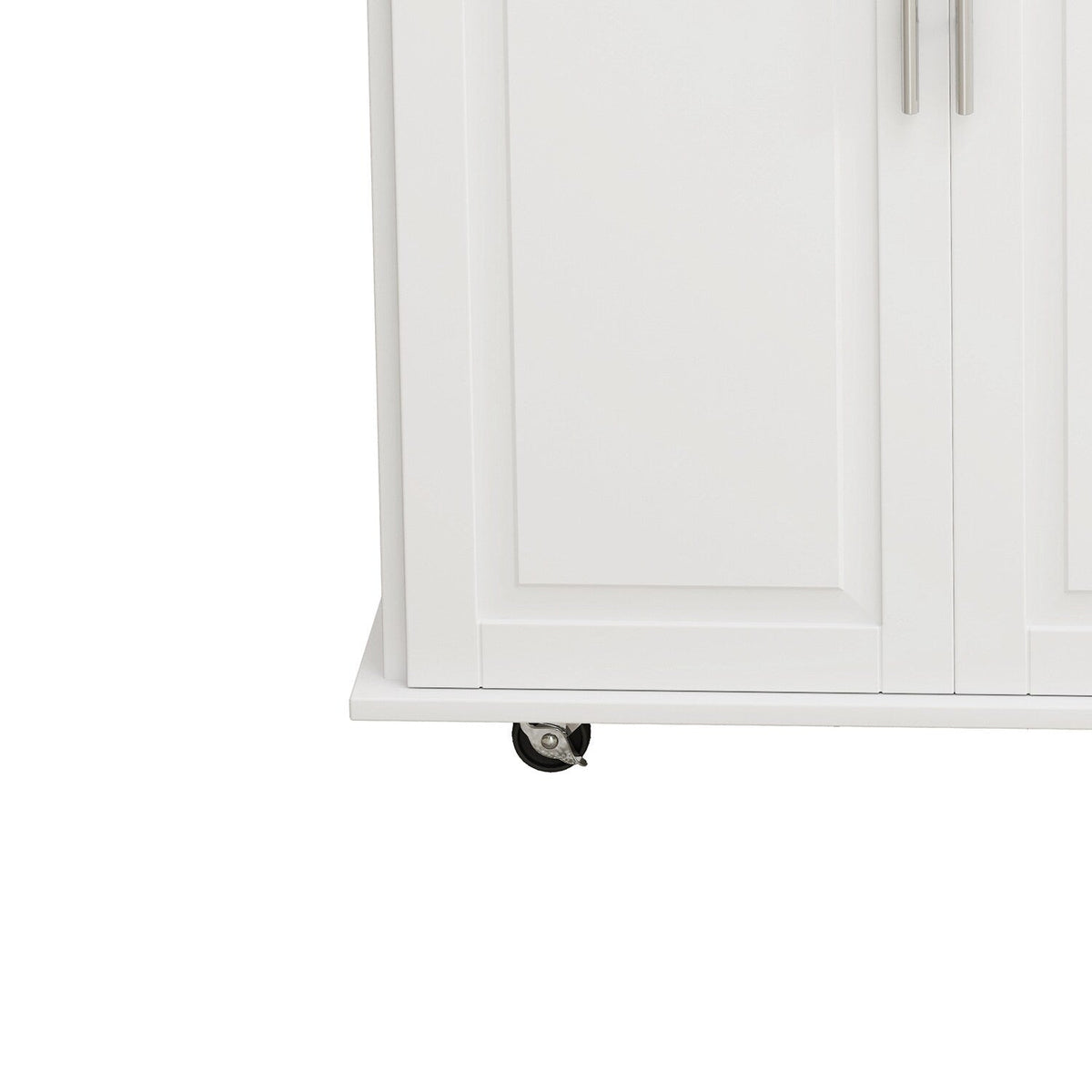 Bybafun White Mdf Base with Mdf Wood Top Rolling Kitchen Cart (29.9-in x 52-in x 35.4-in)