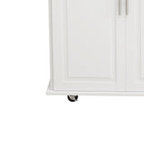 Bybafun White Mdf Base with Mdf Wood Top Rolling Kitchen Cart (29.9-in x 52-in x 35.4-in)