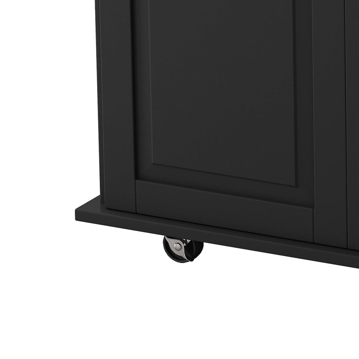 Bybafun Black Mdf Base with Mdf Wood Top Rolling Kitchen Cart (29.9-in x 52-in x 35.4-in)