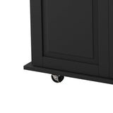 Bybafun Black Mdf Base with Mdf Wood Top Rolling Kitchen Cart (29.9-in x 52-in x 35.4-in)
