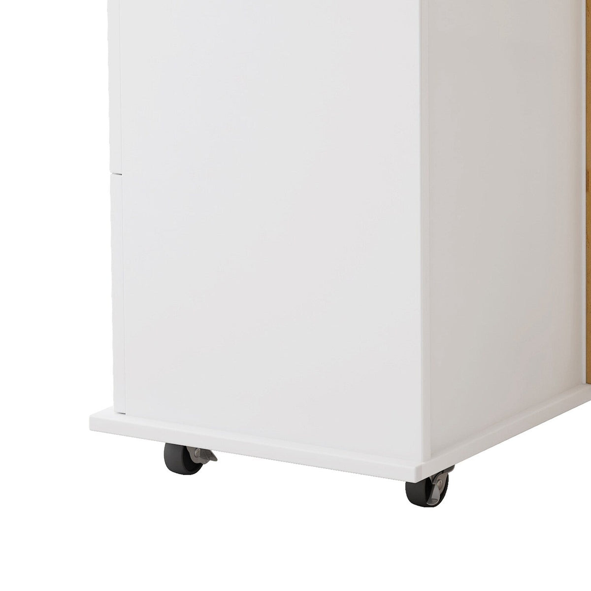 Bybafun White Mdf Base with Mdf Wood Top Rolling Kitchen Cart (29.9-in x 52-in x 35.4-in)