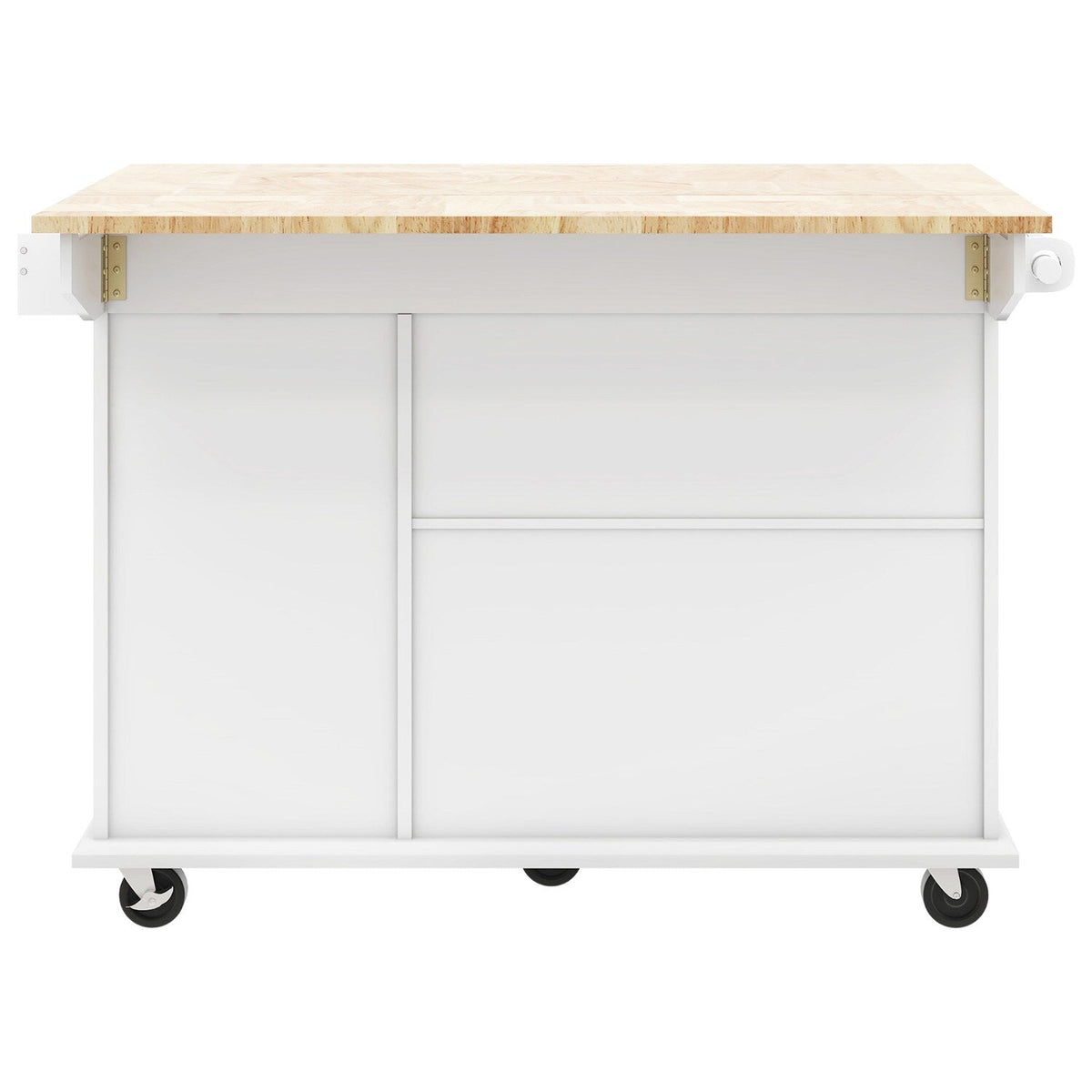 Bybafun White Mdf Base with Wood Top Rolling Kitchen Cart (28.7-in x 53.9-in x 36.8-in)