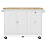 Bybafun White Mdf Base with Wood Top Rolling Kitchen Cart (28.7-in x 53.9-in x 36.8-in)