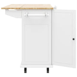 Bybafun White Mdf Base with Wood Top Rolling Kitchen Cart (28.7-in x 53.9-in x 36.8-in)