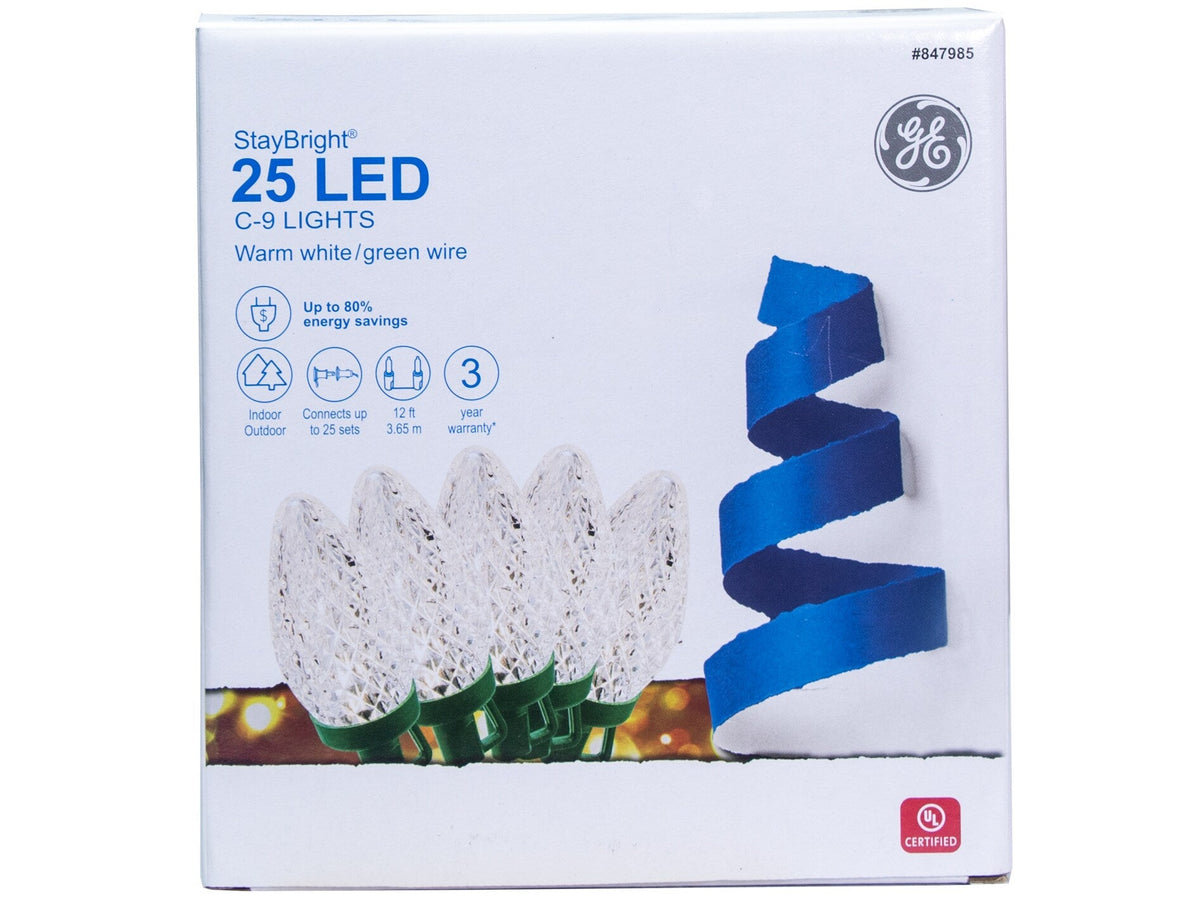 GE StayBright 25-Count 12-ft Warm White LED Plug-In Christmas String Lights