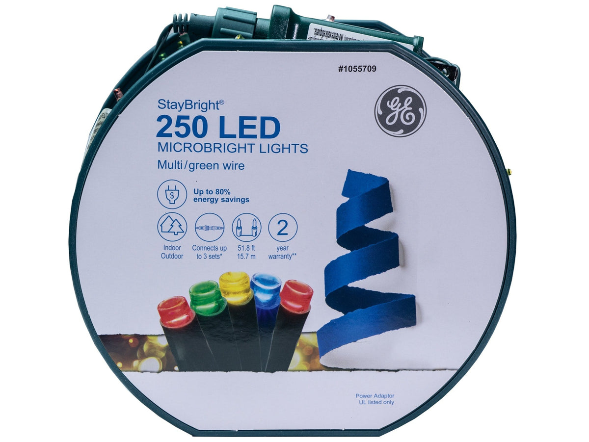 GE StayBright 250-Count 51.8-ft Multicolor LED Plug-In Christmas String Lights