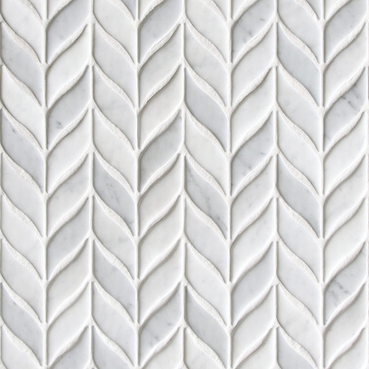 SUNWINGS Tile Carrara White 10-in x 11-in Matte Recycled glass Marble look Mosaic Floor and Wall Tile product image