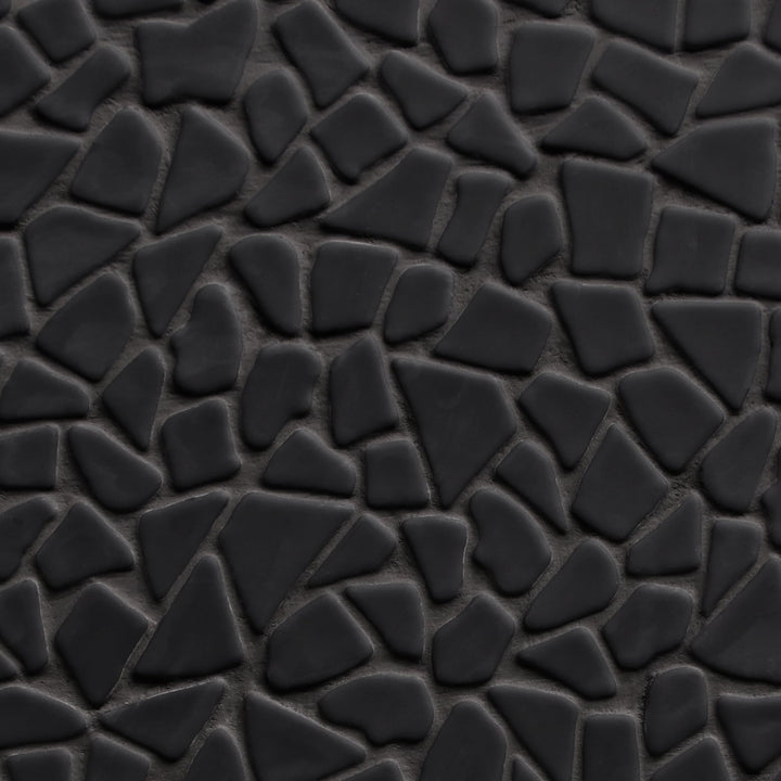 SUNWINGS River Rock Black 12-in x 12-in Matte Recycled glass Marble look Pebble Mosaic Floor and Wall Tile product image