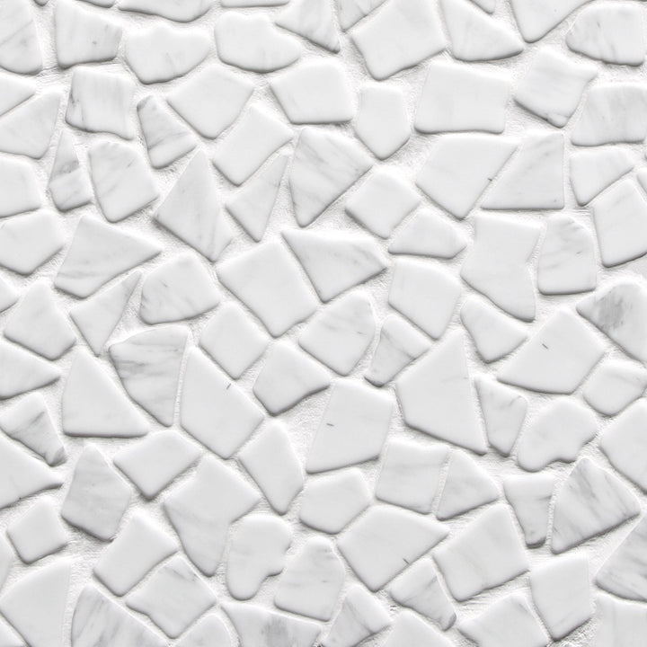 SUNWINGS River Rock White Calacatta 12-in x 12-in Matte Recycled glass Marble look Pebble Mosaic Floor and Wall Tile product image