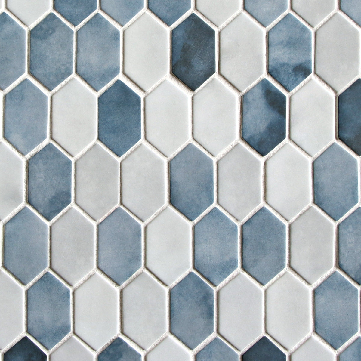 SUNWINGS Picket Blue 10-in x 10-in Matte Recycled glass Cement look Hexagon Mosaic Floor and Wall Tile product image