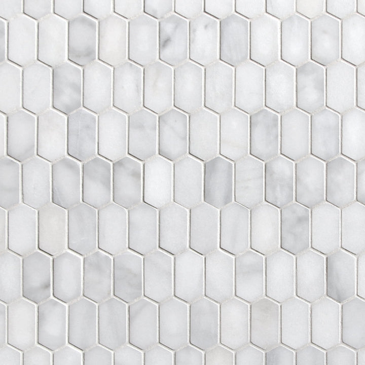 SUNWINGS Picket Carrara White 10-in x 12-in Honed Natural stone Marble Marble look Hexagon Mosaic Floor and Wall Tile product image