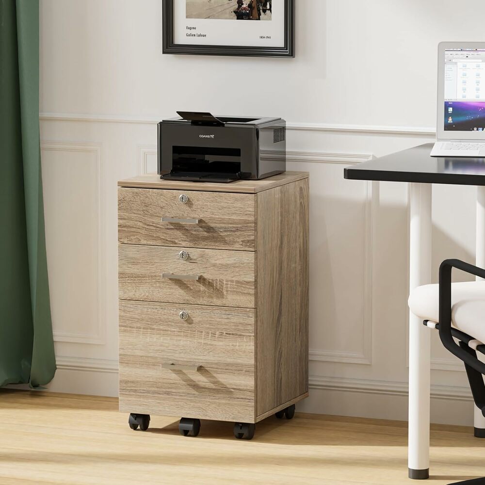 Winado File Cabinets Wood 3-Drawer 19.69-in File Cabinet