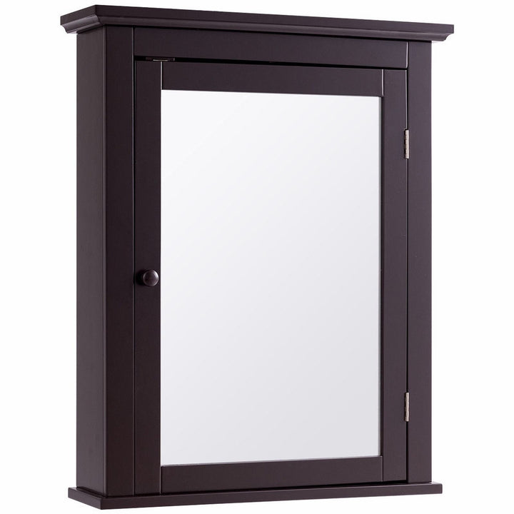 Forclover 22-in x 27-in Surface Mount Brown Mirrored Medicine Cabinet
