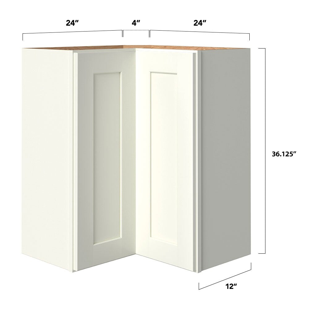 allen + roth Aveley 24-in W x 36.125-in H x 12-in D Linen Diagonal Corner Wall Fully Assembled Cabinet (Flat Panel Shaker Style)